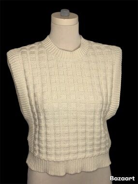 Madewell Cream Knit Sleeveless Sweater Vest medium